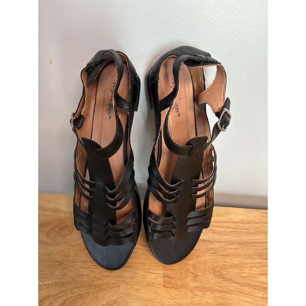 Angel Steps Womens Black Gladiator Strappy Caged Flat Sandals Size 9.5 M Y2K v